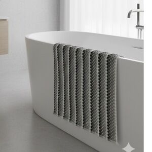 Deborah Connolly Home Set White Charcoal Bath Towels with Fringe